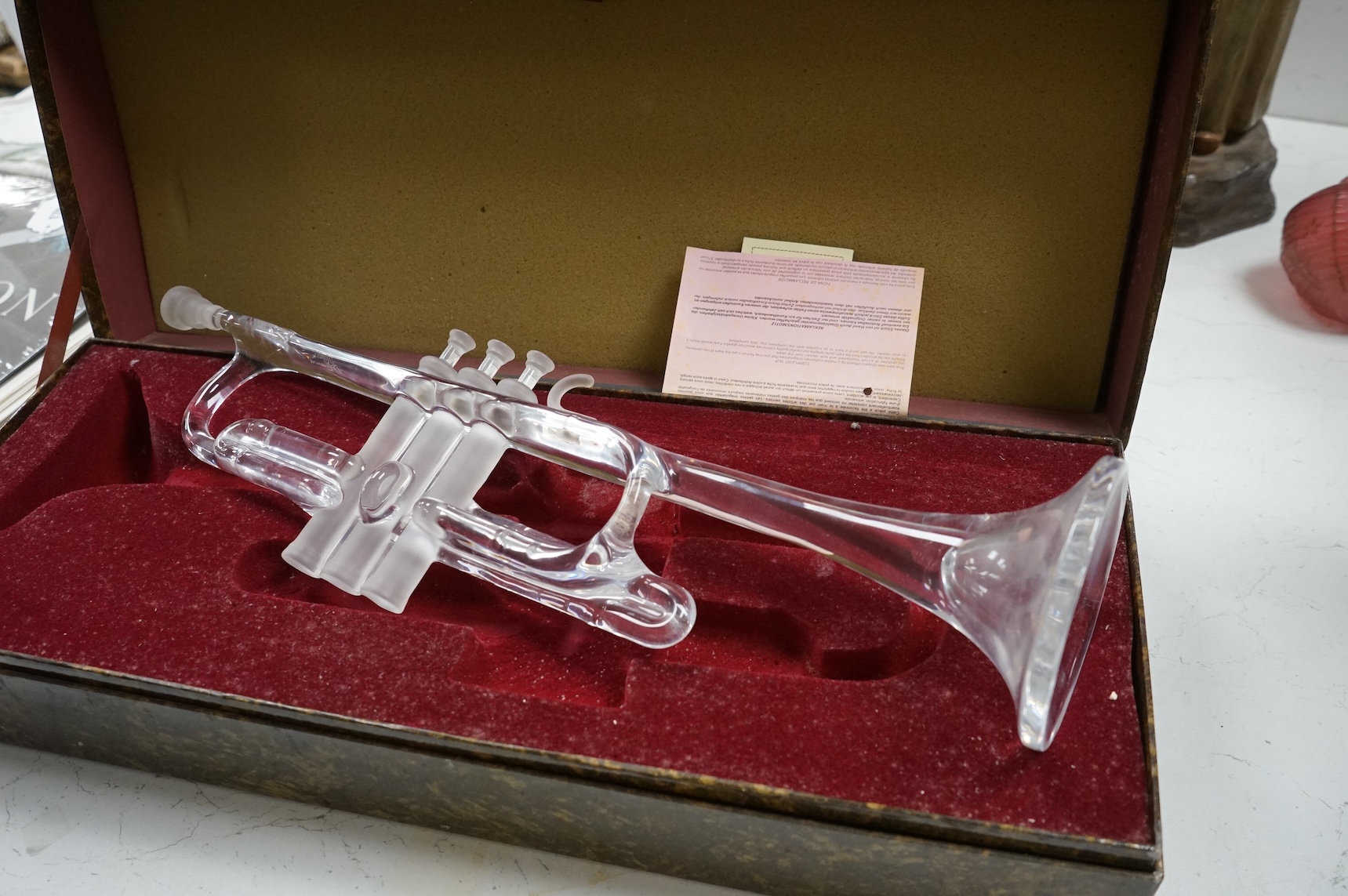 A Royales de Champagne crystal model trumpet, in fitted box, 52cm in length